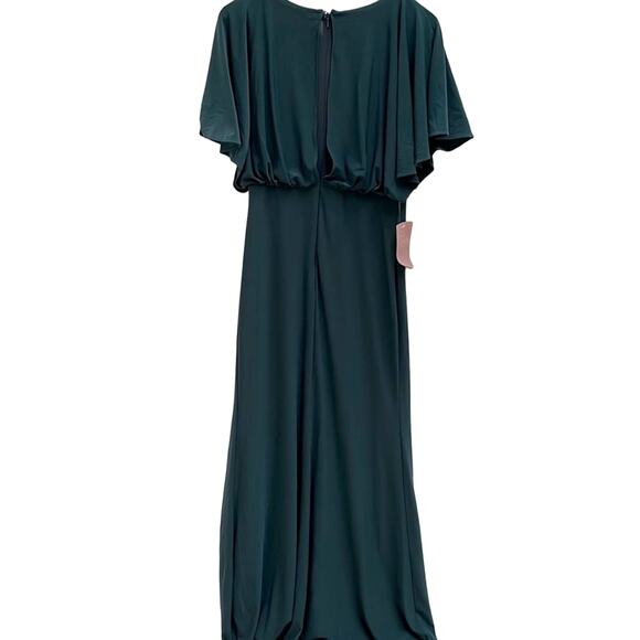 BHLDN Anthropologie Lena Dress Blouson Flutter Sleeve Maxi Gown Teal Size 8 NWT - Picture 2 of 8
